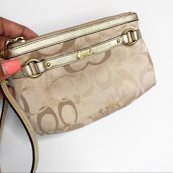 COACH | Gold Signature Mini Wallet Wristlet - Picture 3 of 6